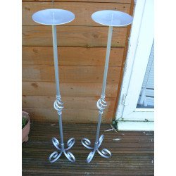 Wrought iron pair of 41in tall WEDDING candle holder sticks choice of 3 colours