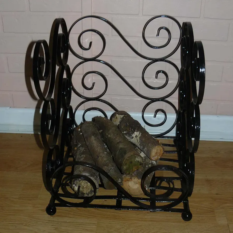 Scrolled square log basket Wimborne wrought iron works