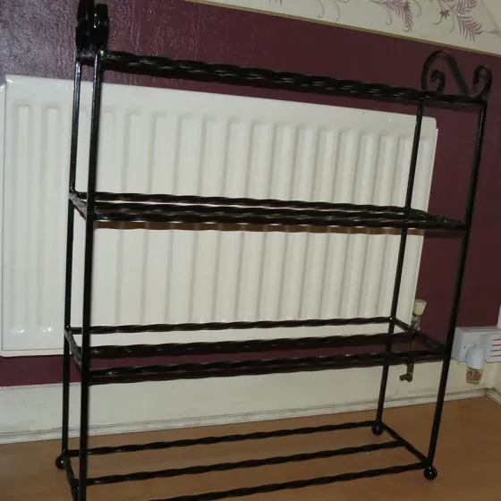 Wrought iron hand crafted 12 to 16 pair shoe rack Wimborne wrought iron works