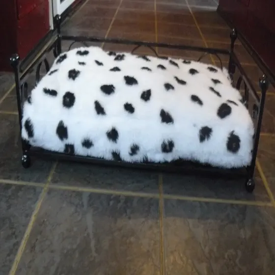 Dog bed metal frame faux fur medium cushion