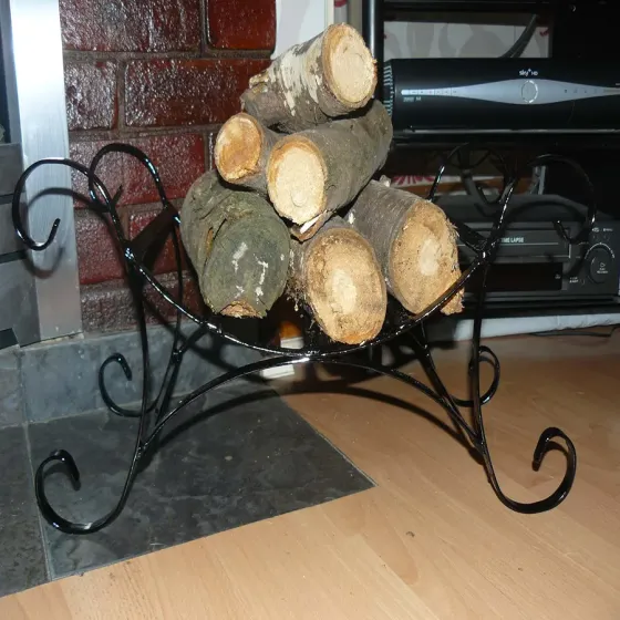 Log basket shabby chic wrought iron fireside oblong log basket Wimborne wrought iron works