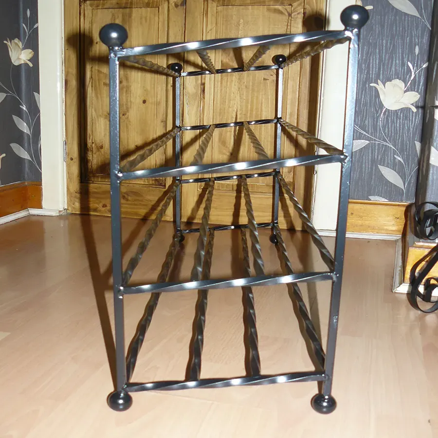 20 pair wrought iron black metal twisted bars shoe rack storage solution Wimborne wrought iron works