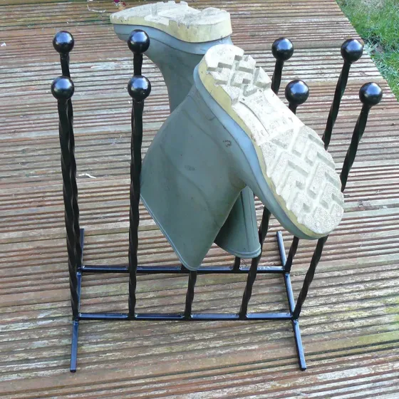 Boot rack Wrought iron black double boot holder Wimborne wrought iron works