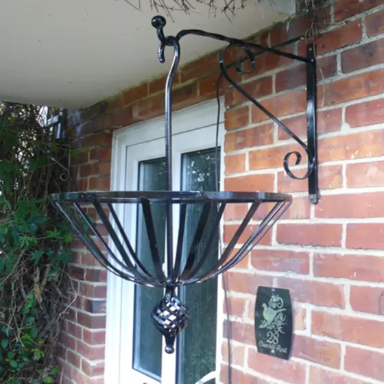 Hanging basket 18in with wall bracket hand crafted Wimborne wrought iron works
