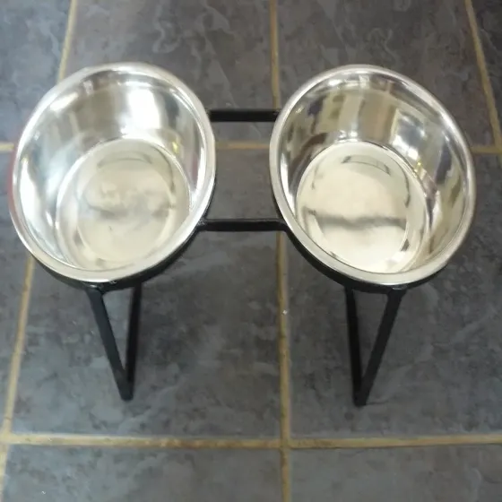Pet bowl rack Wrought iron 8in double dog bowl stand Wimborne wrought iron works