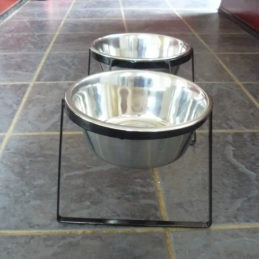 Pet bowl rack Wrought iron 8in double dog bowl stand Wimborne wrought iron works
