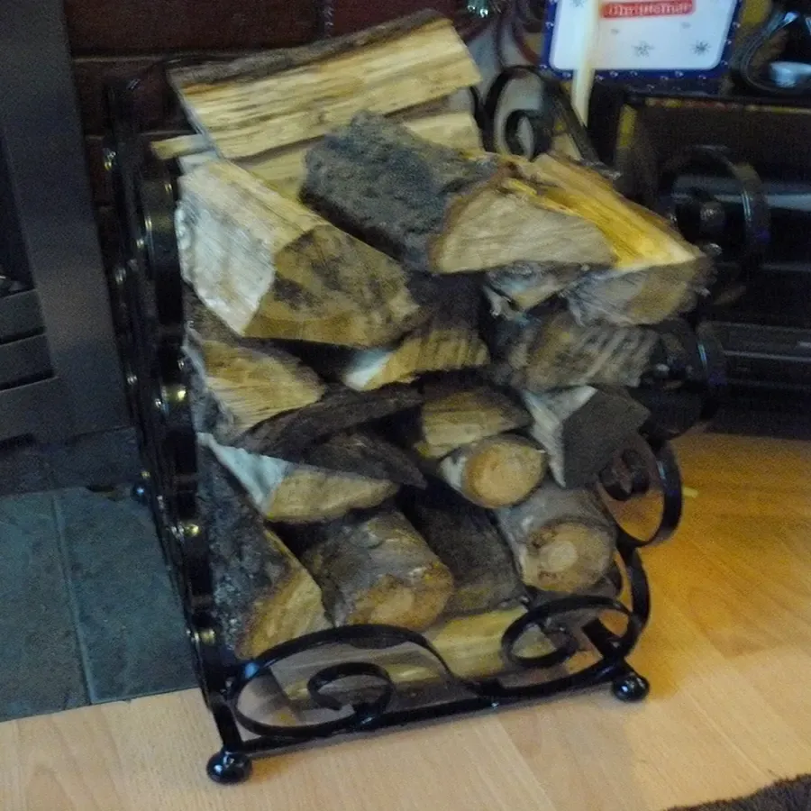Log basket Wrought iron tall scrolled log basket Wimborne wrought iron works