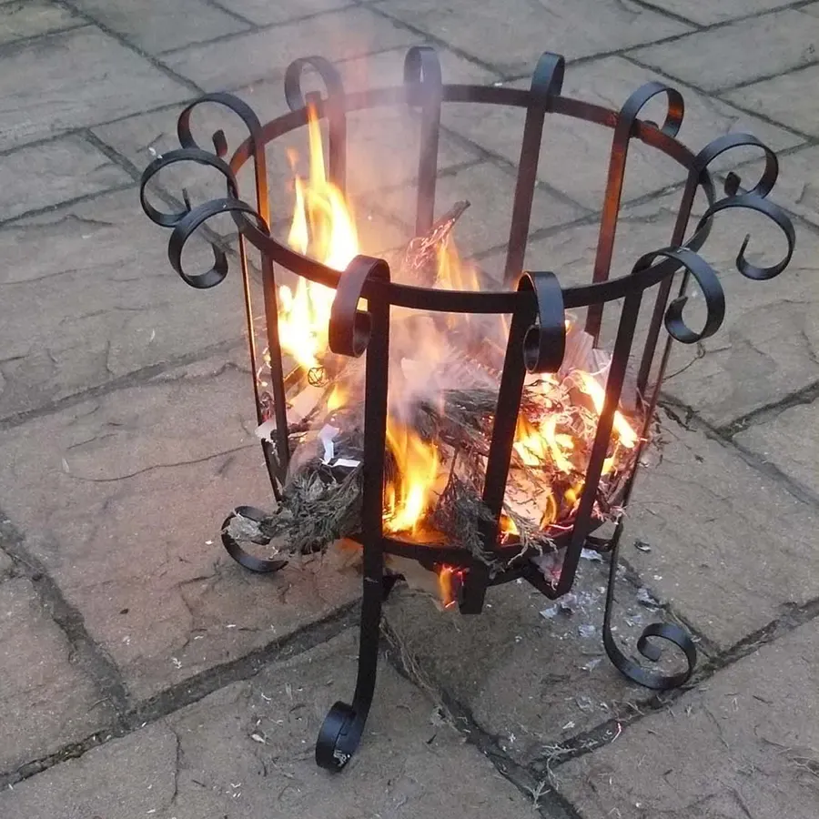 Fire basket Wrought iron decorative slatted fire brazier Wimborne wrought iron works
