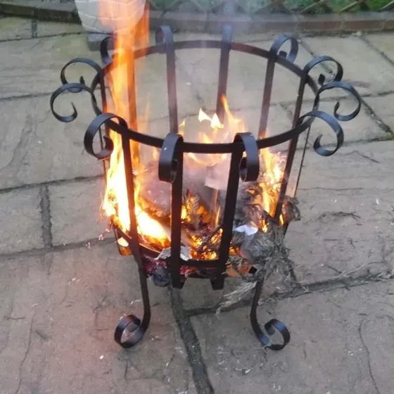 Fire basket Wrought iron decorative slatted fire brazier Wimborne wrought iron works