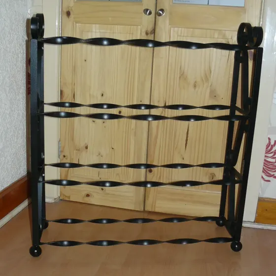 Shoe rack organiser stand 12 pairs scrolled wrought iron Wimborne wrought iron works