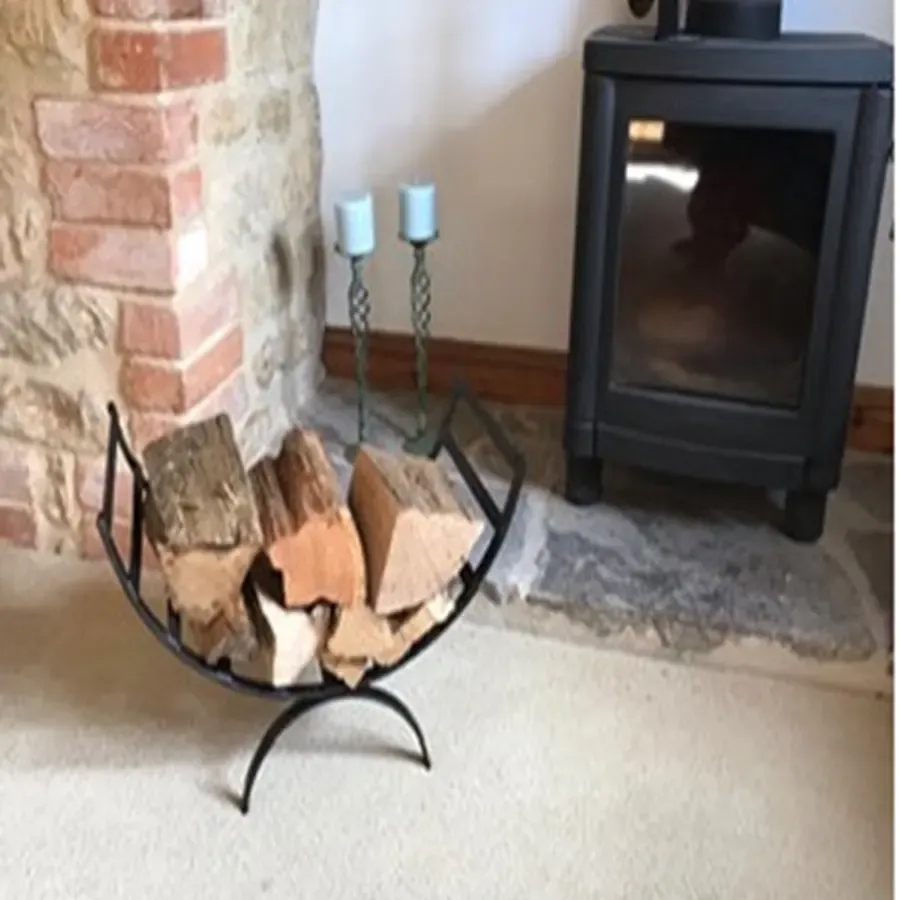 Log basket contemporary style fire side wood storage Wimborne wrought iron works