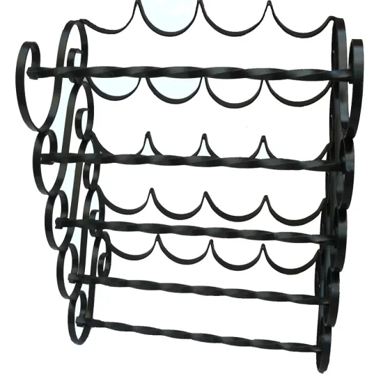 Wine rack 20 bottle wrought iron scrolled with 10mm candy twist bars Wimborne wrought iron works