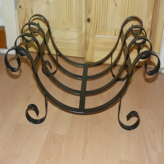 Log / wood basket scrolled curved wrought iron Wimborne wrought iron works