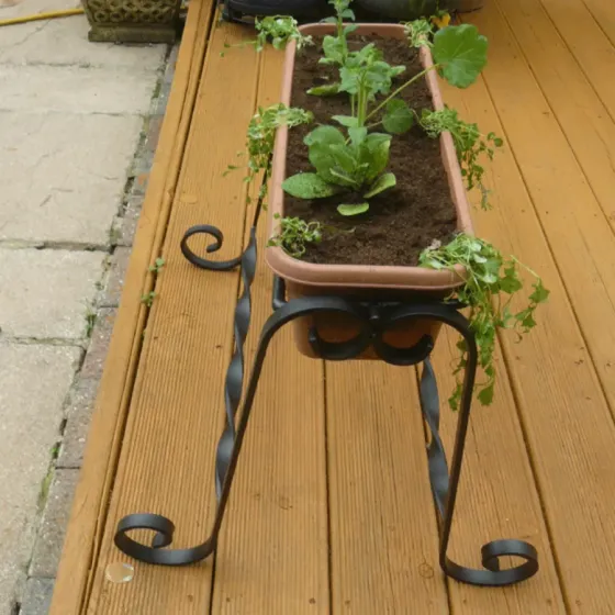 Heavy duty wrought iron trough holder stand