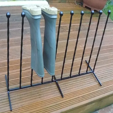 Five pair wrought iron boot holder