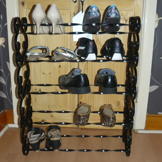 15 pair scrolled shoe rack handmade wrought iron