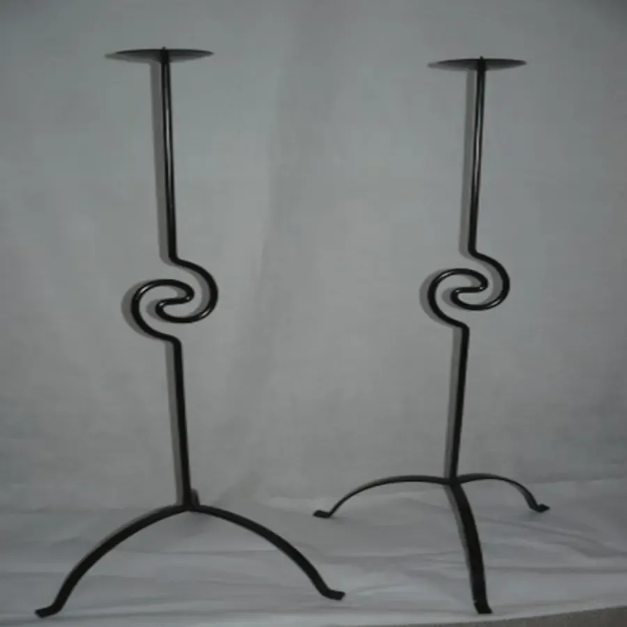 Wrought iron black contemporary swirl candle holders set of two Wimborne wrought iron works