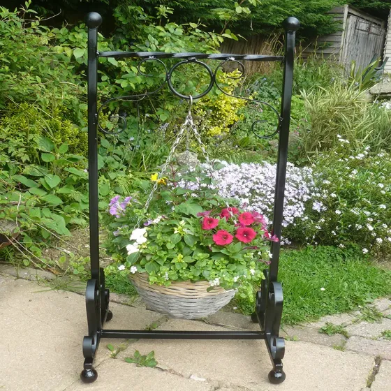 Free-standing hanging plant stand basket holder Wimborne wrought iron works
