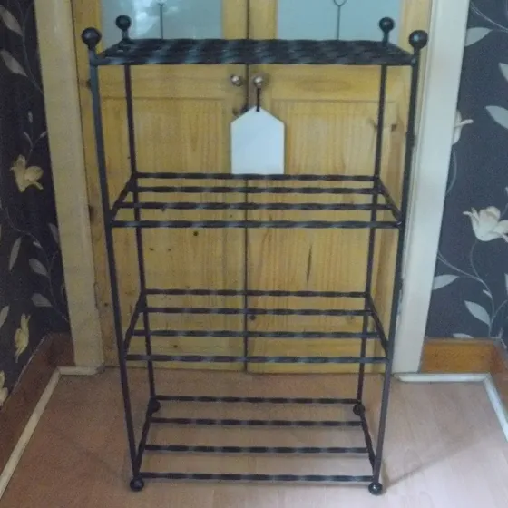Wrought iron tall shoe rack 8 to 12 boots or shoes Wimborne wrought iron works