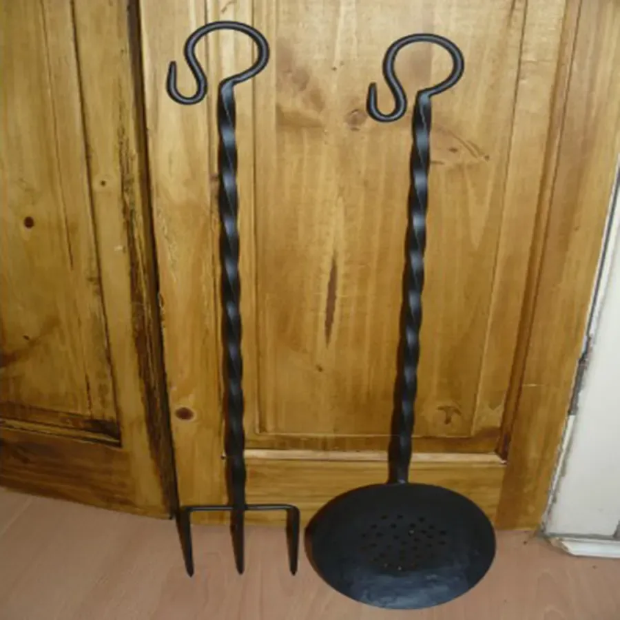 Wrought iron Chestnut roster & toasting fork set of two Wimborne wrought iron works