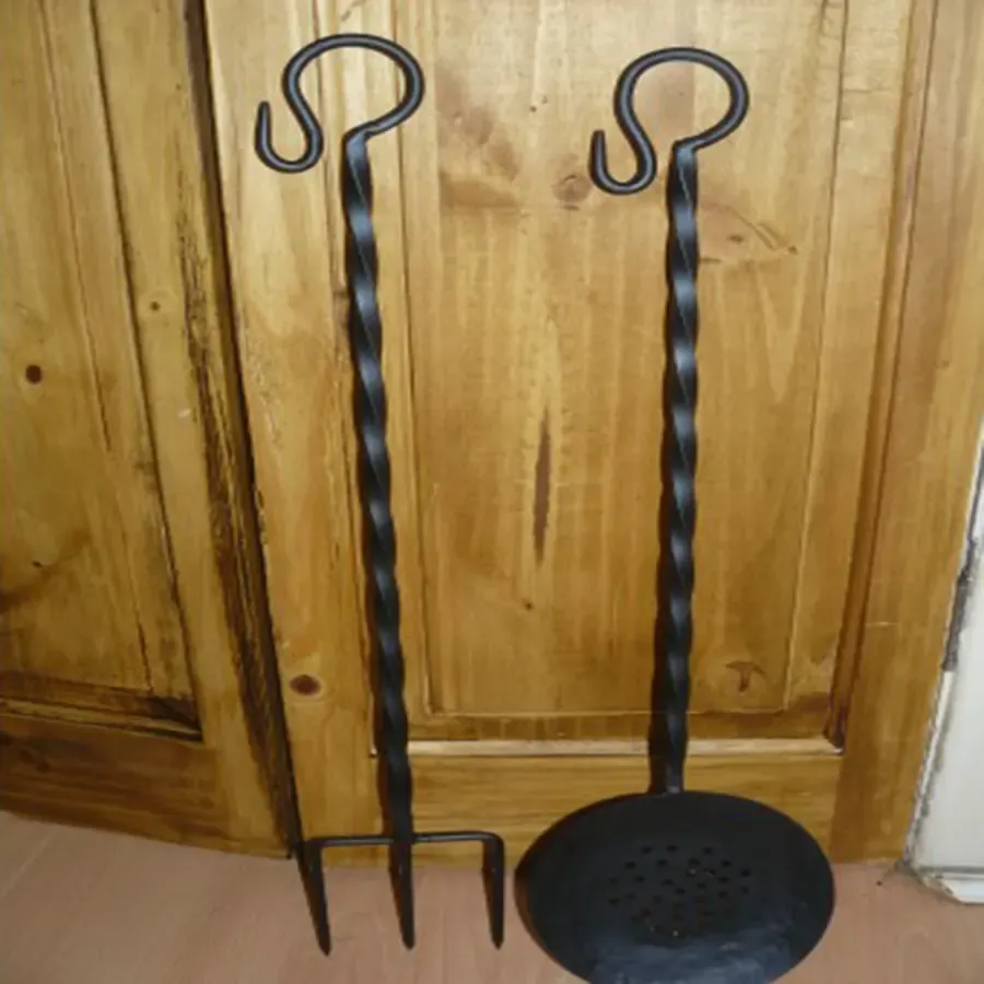 Wrought iron Chestnut roster & toasting fork set of two Wimborne wrought iron works