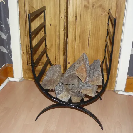 Log basket fireside wrought iron tall