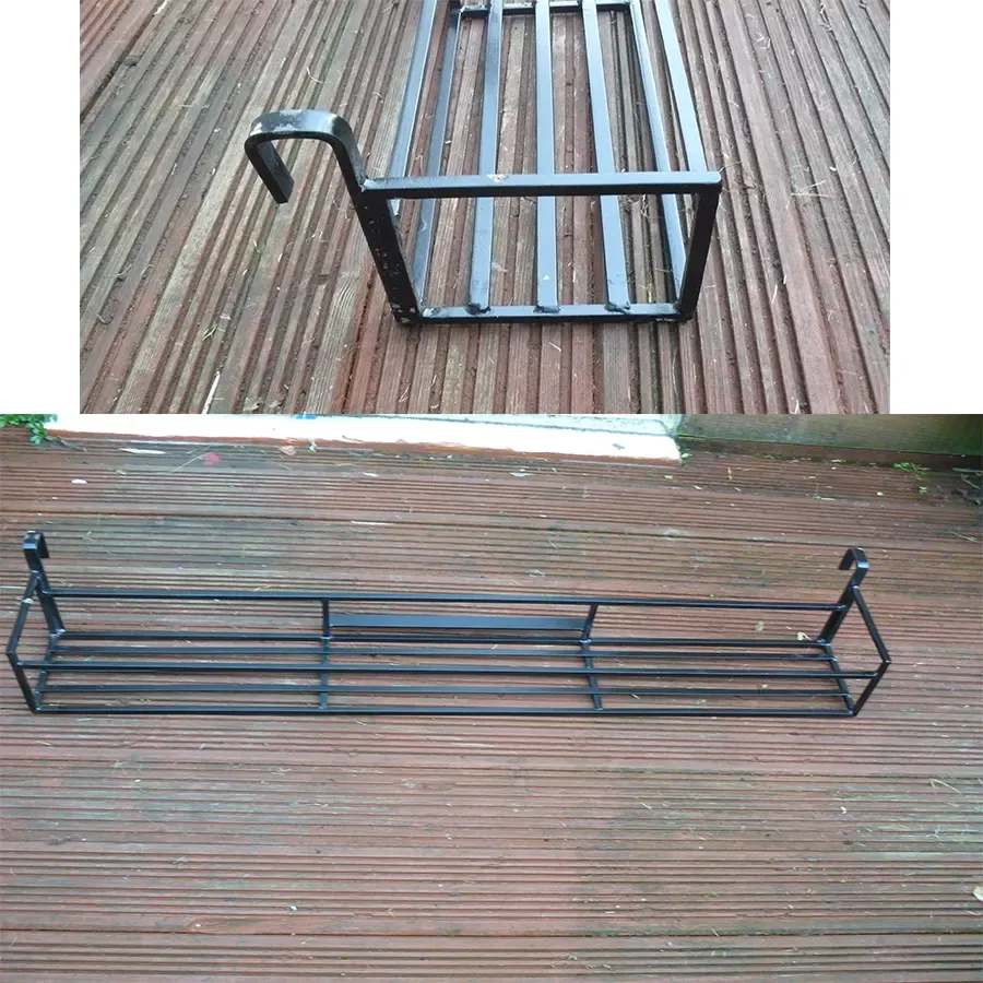 48in wrought iron black railing mounted trough  holder Wimborne wrought iron works