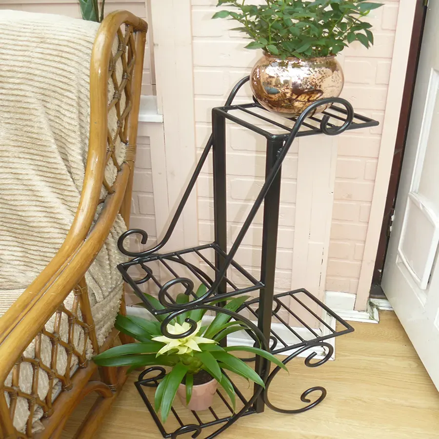 Wrought iron heavy duty decorative black plant pot stand / holder Wimborne wrought iron works