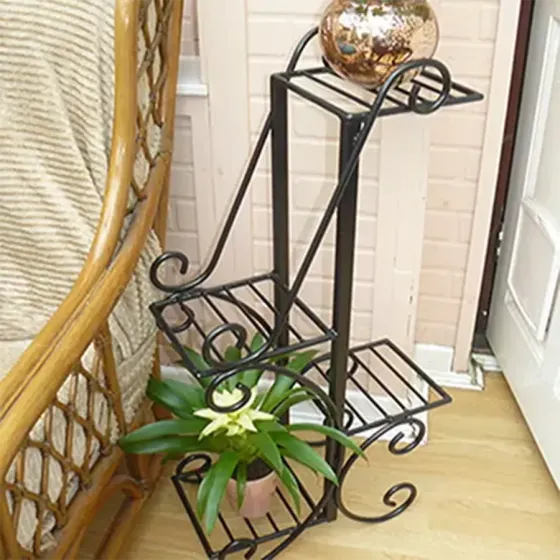 Wrought iron heavy duty decorative black plant pot stand / holder Wimborne wrought iron works