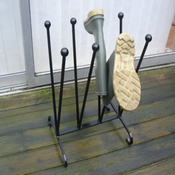 Four pair wellington boot rack wrought iron