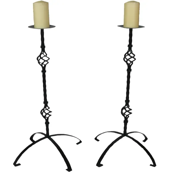 Candle sticks 34in tall wrought iron black metal Wimborne wrought iron works