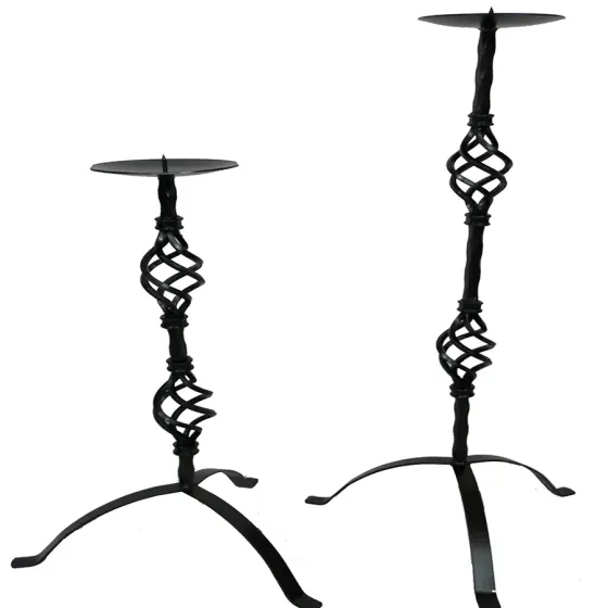 Candle sticks 20in and 26in tall wrought iron black metal Wimborne wrought iron works