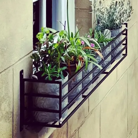 120cm contemporary window box straight bars wall mounted planter Wimborne wrought iron works