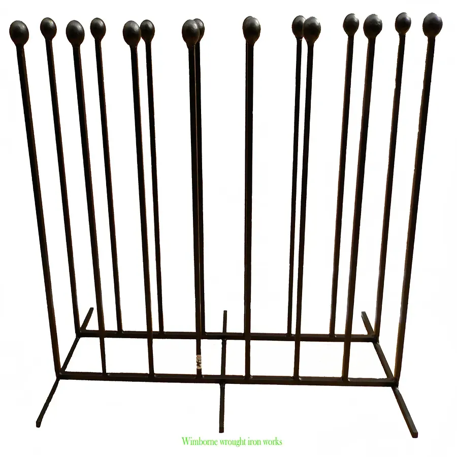 Contemporary straight bar double wellington boot rack / holder Wimborne wrought iron works