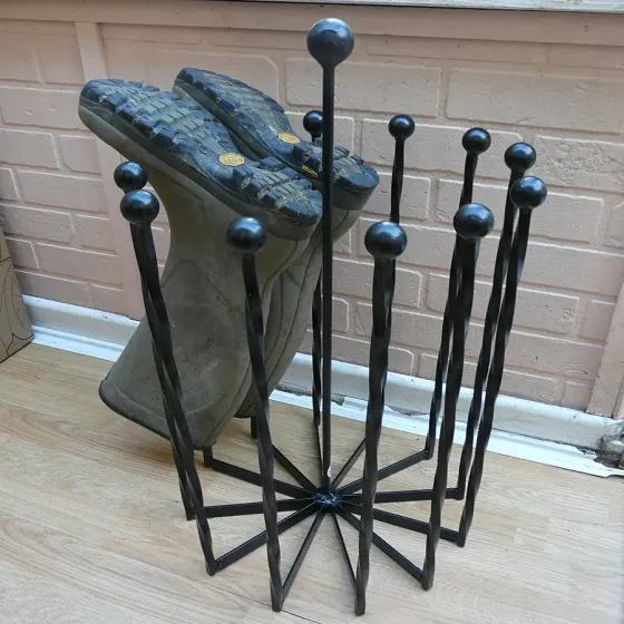 Six pair Carousel round wellington boot holder rack wrought iron Wimborne wrought iron works