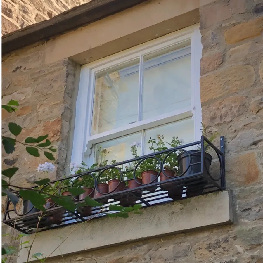 Art deco 180cm circles window box wall mounted planter Wimborne wrought iron works