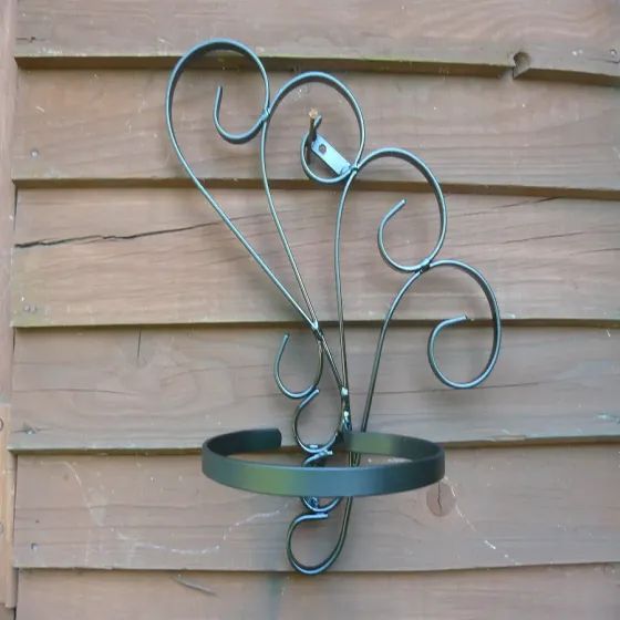 Wrought iron 6in flower pot holder wall mounted Wimborne wrought iron works