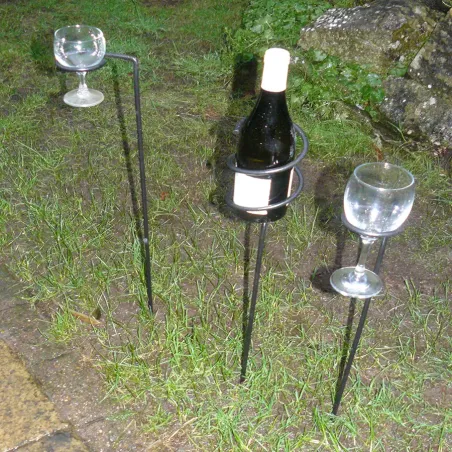 Wine glass stakes and wine bottle holder heavy duty