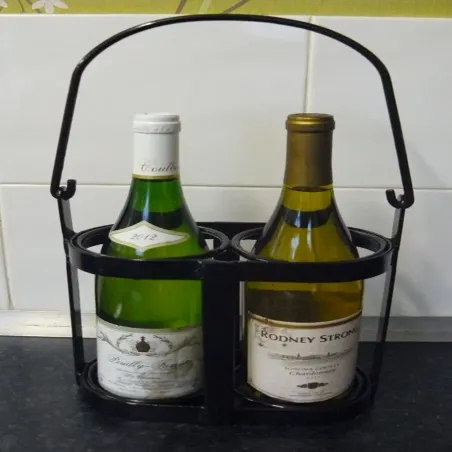 Two bottle wine carrier wrought iron