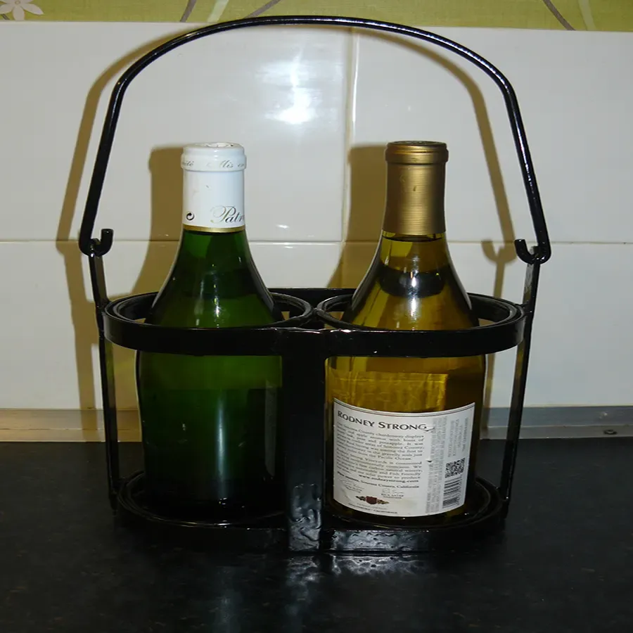Two bottle wine carrier Wimborne wrought iron works