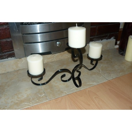 Candle holder Wrought iron black triple candle holder with three candles
