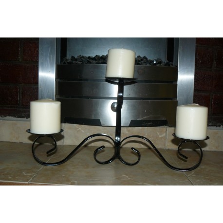Candle holder Wrought iron black triple candle holder with three candles